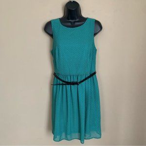 Forever 21 Teal Repeating Floral Pattern Printed Flowy Dress